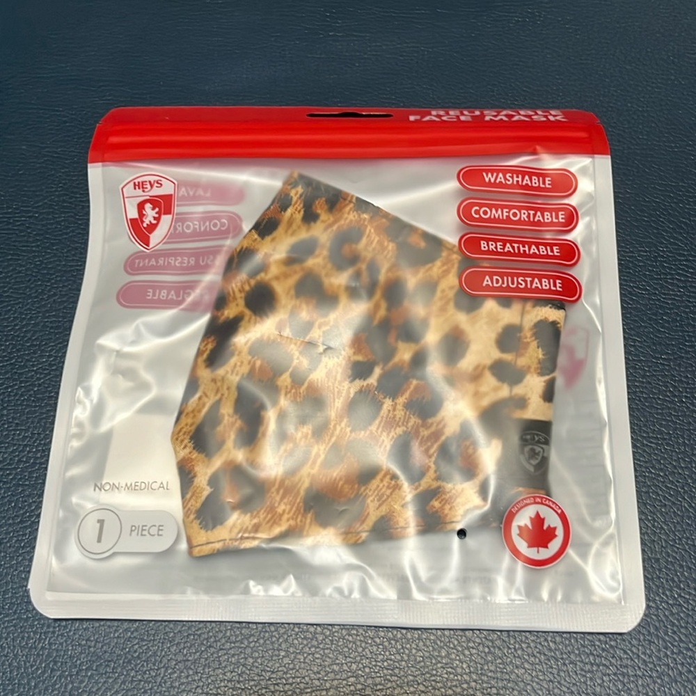 $4 Add-On New Face Mask Leopard Print Heys Cotton-Poly Pocket Made in Canada